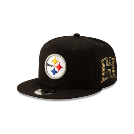 Pittsburgh Steelers Full Color Logo H Side Patch Snapback Cap in Black