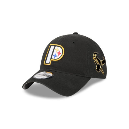 Pittsburgh Steelers Shadow Logo Side Patch Adjustable Cap in Black