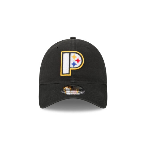 Pittsburgh Steelers Shadow Logo Side Patch Adjustable Cap in Black
