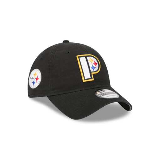 Pittsburgh Steelers Shadow Logo Side Patch Adjustable Cap in Black