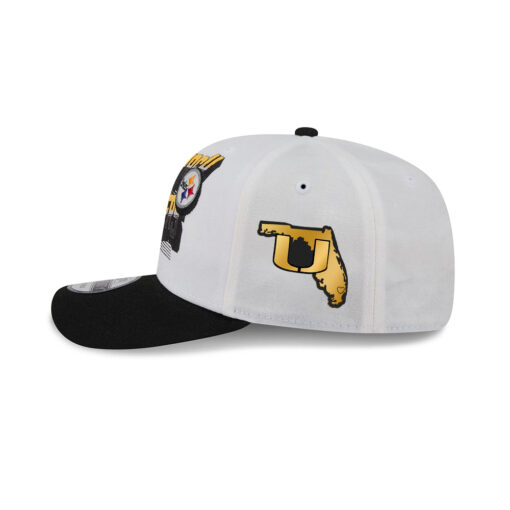 Pittsburgh Steelers State Outline Side Patch Duck Cloth Adjustable Cap in White and Black