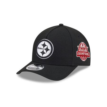 Pittsburgh Steelers Tonal Logo Oval Side Patch Snapback Cap in Black