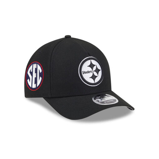 Pittsburgh Steelers Tonal Logo Oval Side Patch Snapback Cap in Black