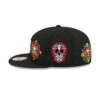 San Diego Padres Day of the Dead Skull & Flowers Fitted Cap in Black
