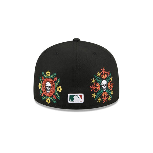 San Diego Padres Day of the Dead Skull & Flowers Fitted Cap in Black