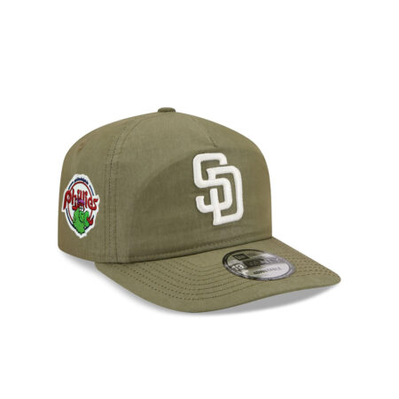 San Diego Padres Nylon Adjustable Cap in Olive Green
