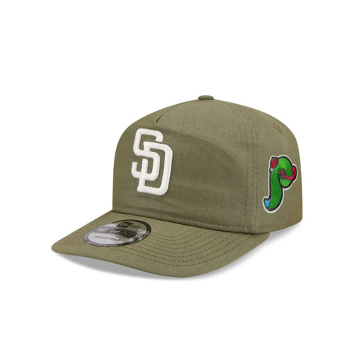 San Diego Padres Nylon Adjustable Cap in Olive Green