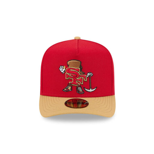 San Francisco 49ers Cartoon A-Frame Snapback Cap in Red and Gold