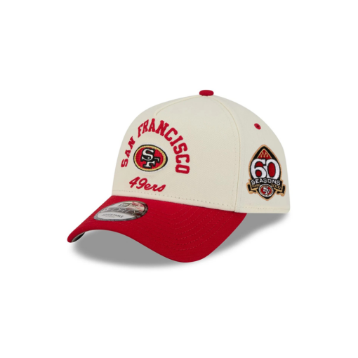 San Francisco 49ers Chrome Arched Logo A-Frame Snapback Cap in White