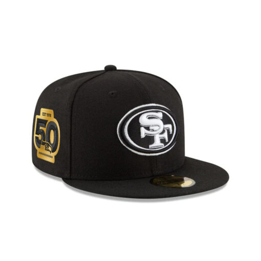 San Francisco 49ers Side Patch Fitted Cap in Black and White