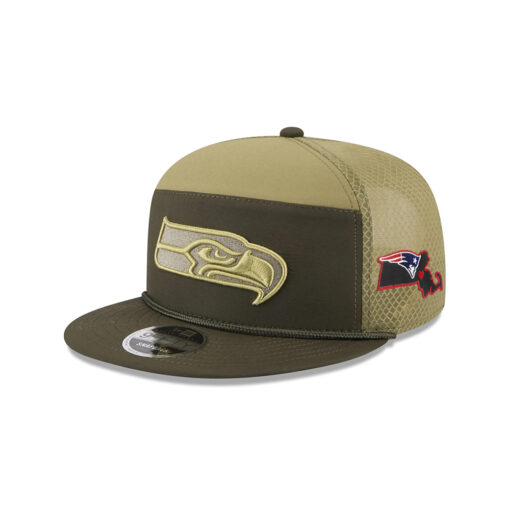 Seattle Seahawks Military Green Service Split Panel Trucker Cap