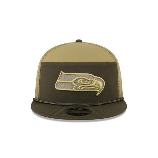 Seattle Seahawks Military Green Service Split Panel Trucker Cap