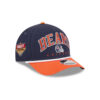 Chicago Bears Arch Wordmark Helmet Side Patch A-Frame Snapback Hat in Navy and Orange