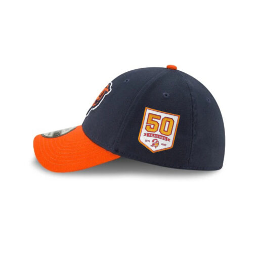 Chicago Bears Bear Head Side Patch Stretch Fit Hat in Navy and Orange Chicago Bears Bear Head Side Patch Stretch Fit Hat in Navy and Orange