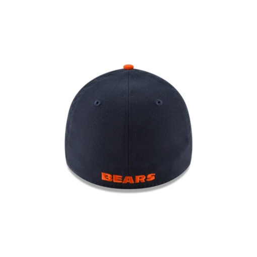 Chicago Bears Bear Head Side Patch Stretch Fit Hat in Navy and Orange Chicago Bears Bear Head Side Patch Stretch Fit Hat in Navy and Orange