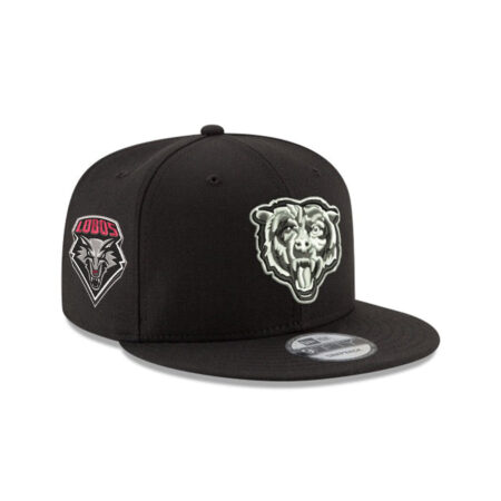 Chicago Bears Black and White Bear Head Side Patch Snapback Hat in Black