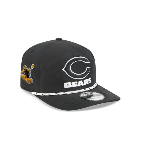 Chicago Bears Black and White C Mark Wordmark Rope Adjustable Hat in Black