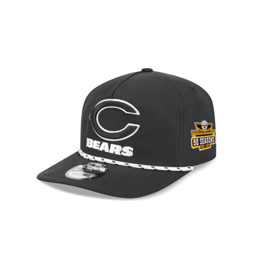 Chicago Bears Black and White C Mark Wordmark Rope Adjustable Hat in Black
