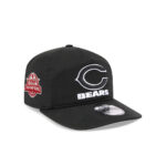 Chicago Bears Black and White C Mark Wordmark Side Patch Adjustable Hat in Black