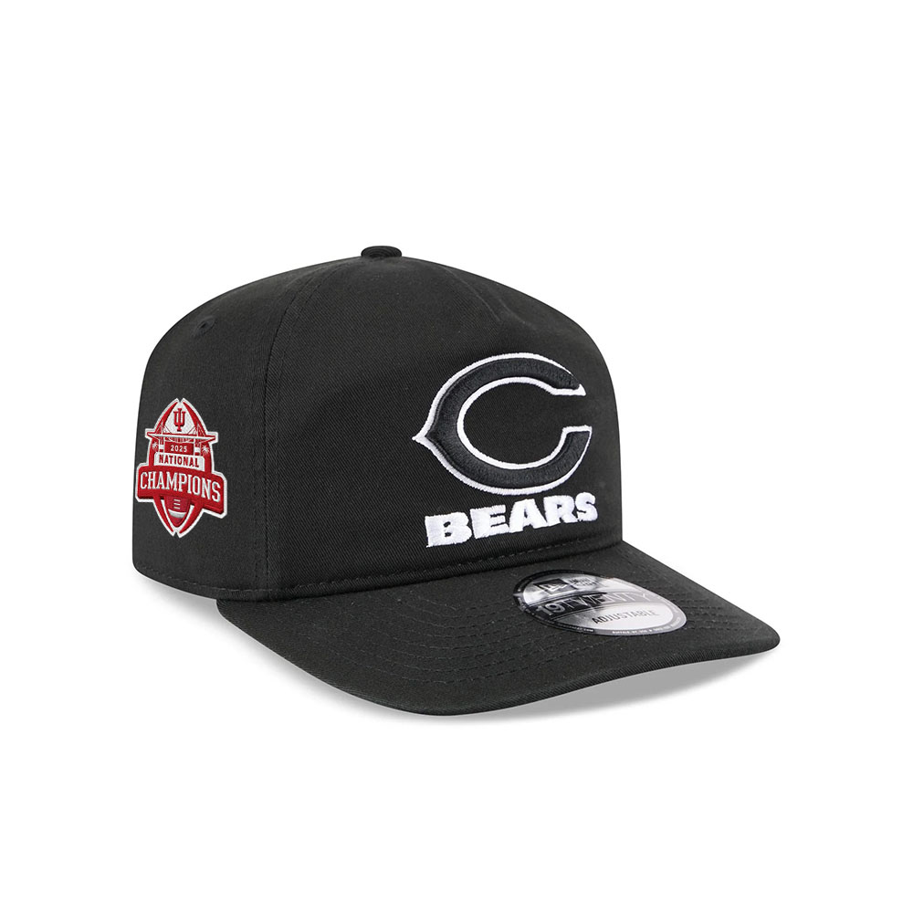 Chicago Bears Black and White C Mark Wordmark Side Patch Adjustable Hat in Black Chicago Bears Black and White C Mark Wordmark Side Patch Adjustable Hat in Black