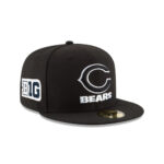 Chicago Bears Black and White C Mark Wordmark Side Patch Fitted Hat in Black