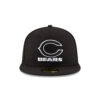 Chicago Bears Black and White C Mark Wordmark Side Patch Fitted Hat in Black 3 Chicago Bears Black and White C Mark Wordmark Side Patch Fitted Hat in Black