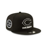 Chicago Bears Black and White C Mark Wordmark Side Patch Snapback Hat in Black