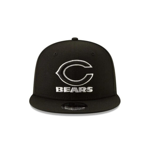 Chicago Bears Black and White C Mark Wordmark Side Patch Snapback Hat in Black Chicago Bears Black and White C Mark Wordmark Side Patch Snapback Hat in Black