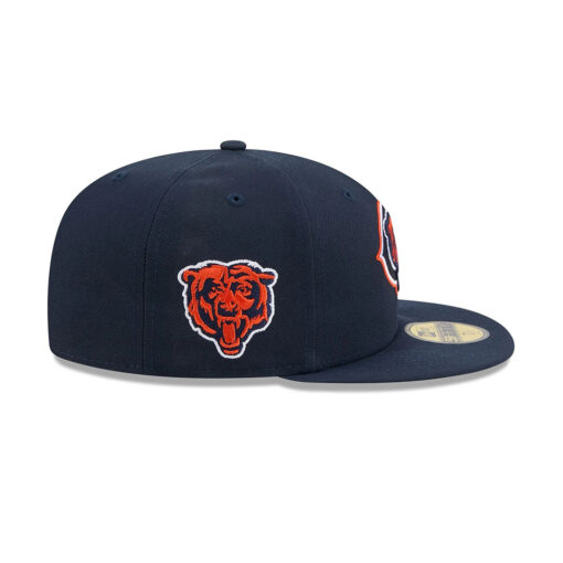 Chicago Bears C Mark Bear Head Side Patch Fitted Hat in Navy
