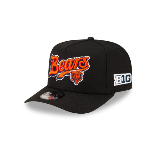 Chicago Bears Script Logo A-Frame Snapback Hat in Black Chicago Bears Script Logo A-Frame Snapback Hat in Black