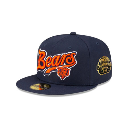 Chicago Bears Script Logo Fitted Hat in Navy