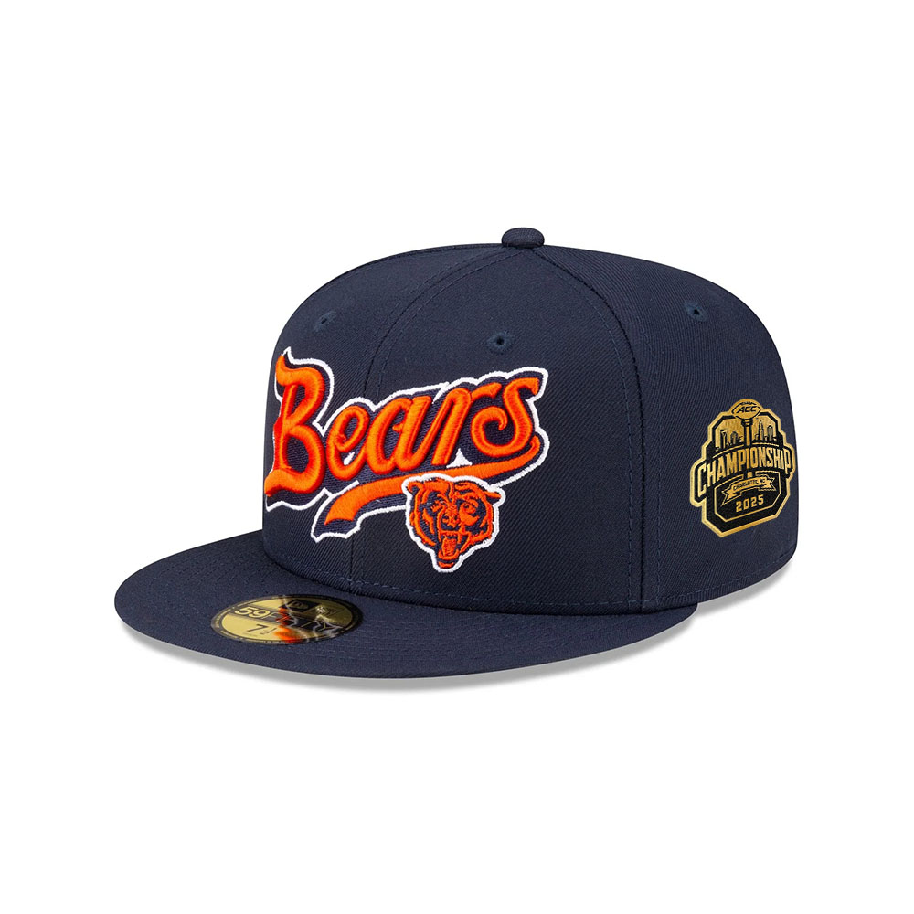 Chicago Bears Script Logo Fitted Hat in Navy Chicago Bears Script Logo Fitted Hat in Navy