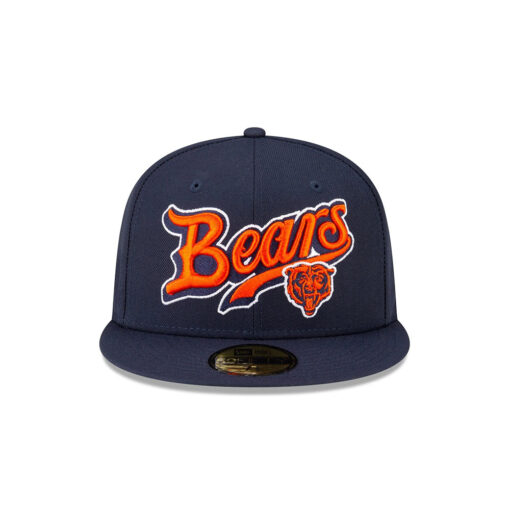 Chicago Bears Script Logo Fitted Hat in Navy Chicago Bears Script Logo Fitted Hat in Navy
