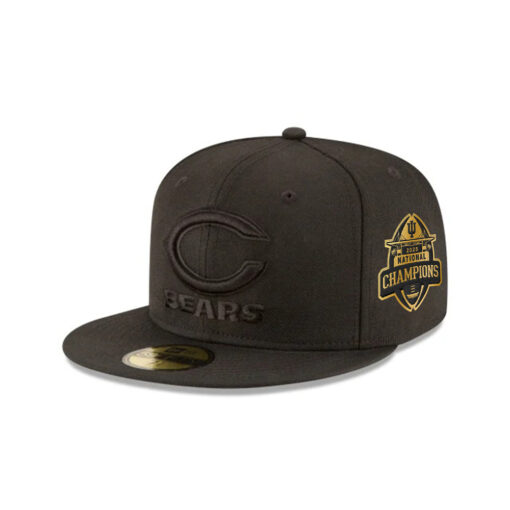 Chicago Bears Tonal C Mark Wordmark Side Patch Fitted Hat in Black Chicago Bears Tonal C Mark Wordmark Side Patch Fitted Hat in Black