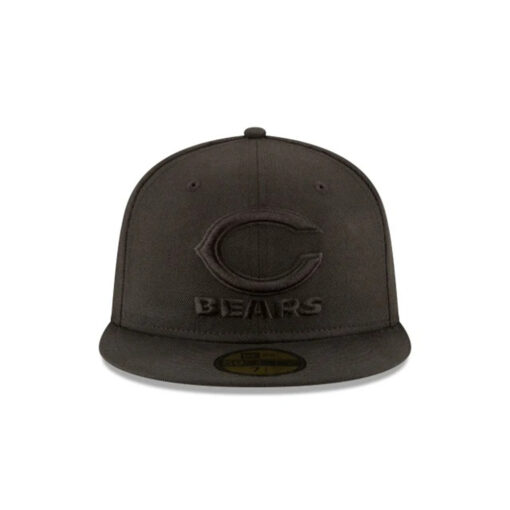 Chicago Bears Tonal C Mark Wordmark Side Patch Fitted Hat in Black Chicago Bears Tonal C Mark Wordmark Side Patch Fitted Hat in Black