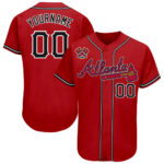 Custom Atlanta Braves Red Black White Baseball Jersey