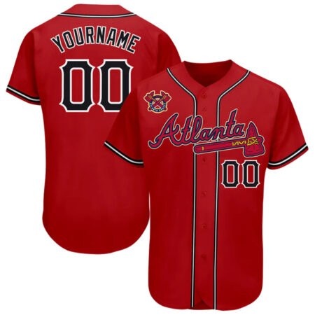 Custom Atlanta Braves Red Black White Baseball Jersey