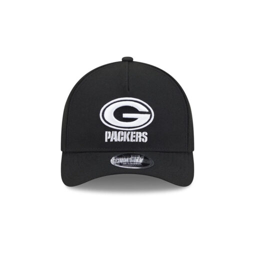 Green Bay Packers Logo A-Frame Snapback Hat in Black and White