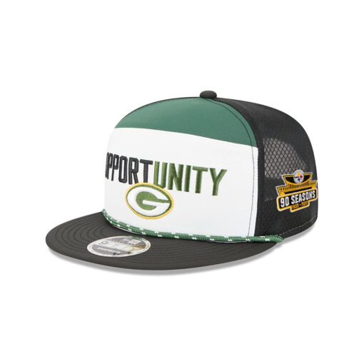 Green Bay Packers Community Graphic Split Panel Snapback Hat in Green and Yellow