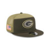 Green Bay Packers Military-Inspired Split Panel Rope Snapback Hat in Olive