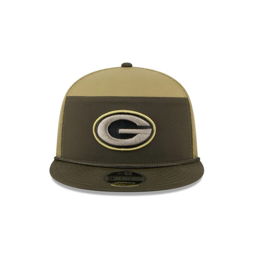 Green Bay Packers Military-Inspired Split Panel Rope Snapback Hat in Olive