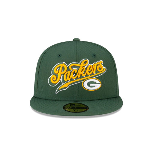 Green Bay Packers Script Logo Fitted Hat in Green