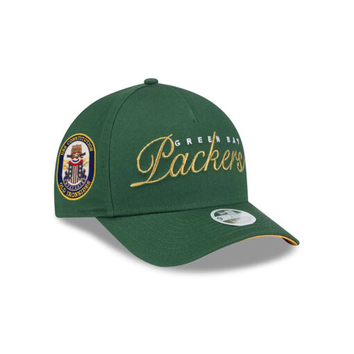 Green Bay Packers Women’s Metallic Logo A-Frame Snapback Hat in Green