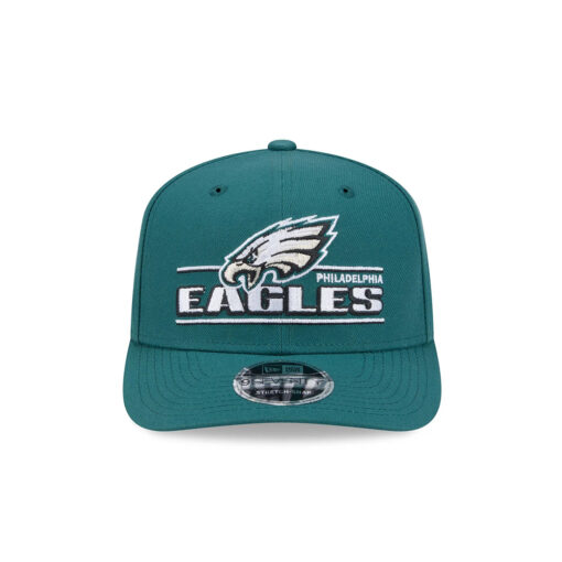 Philadelphia Eagles Eagle Head Wordmark Side Patch Stretch Snap Hat in Midnight Green Philadelphia Eagles Eagle Head Wordmark Side Patch Stretch Snap Hat in Midnight Green