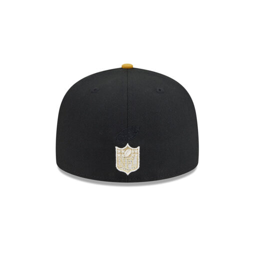 Philadelphia Eagles Metallic Gold Eagle Head Side Patch Fitted Hat in Black and Gold