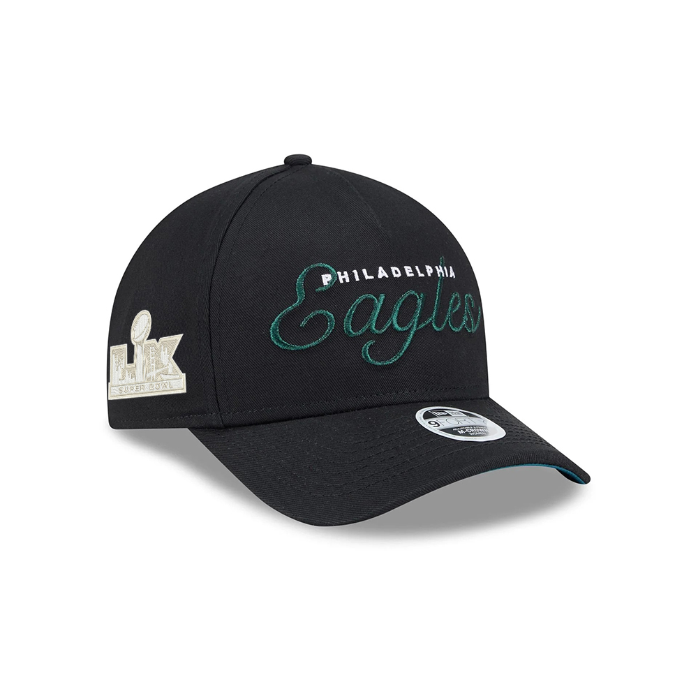 Philadelphia Eagles Script Wordmark Side Patch Adjustable Hat in Black Philadelphia Eagles Script Wordmark Side Patch Adjustable Hat in Black