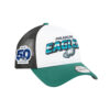 Philadelphia Eagles Streak Wordmark Eagle Head Youth Trucker Hat in White Green and Black