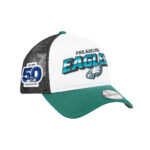 Philadelphia Eagles Streak Wordmark Eagle Head Youth Trucker Hat in White Green and Black