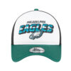 Philadelphia Eagles Streak Wordmark Eagle Head Youth Trucker Hat in White Green and Black