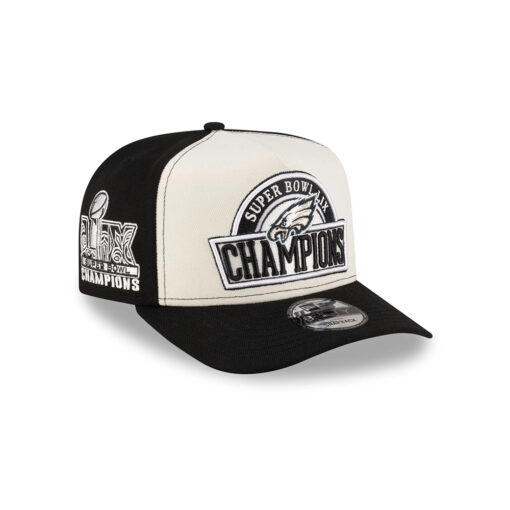 Philadelphia Eagles Super Bowl LIX Champions Side Patch Snapback Hat in White and Black